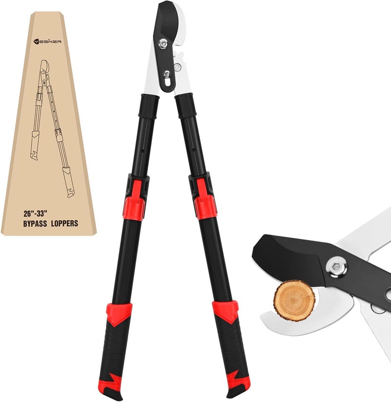 Yesker 26-33 Inch Extendable Bypass Loppers for Tree Trimming Heavy Duty Powerful Gear Tree Trimmer w Non-slip Handle Sharp Steel Blade up to 1.8" Cut Capacity Branch Cutter Chops Thick Branches Ease - Image 1
